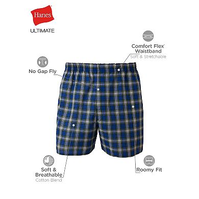 Big & Tall Hanes® Ultimate 4 Pack Ultimate Woven Tartan Plaids Boxer Underwear