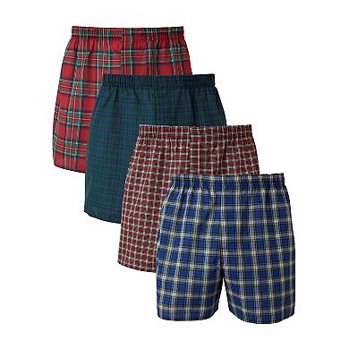 Big & Tall Hanes® Ultimate 4 Pack Ultimate Woven Tartan Plaids Boxer Underwear