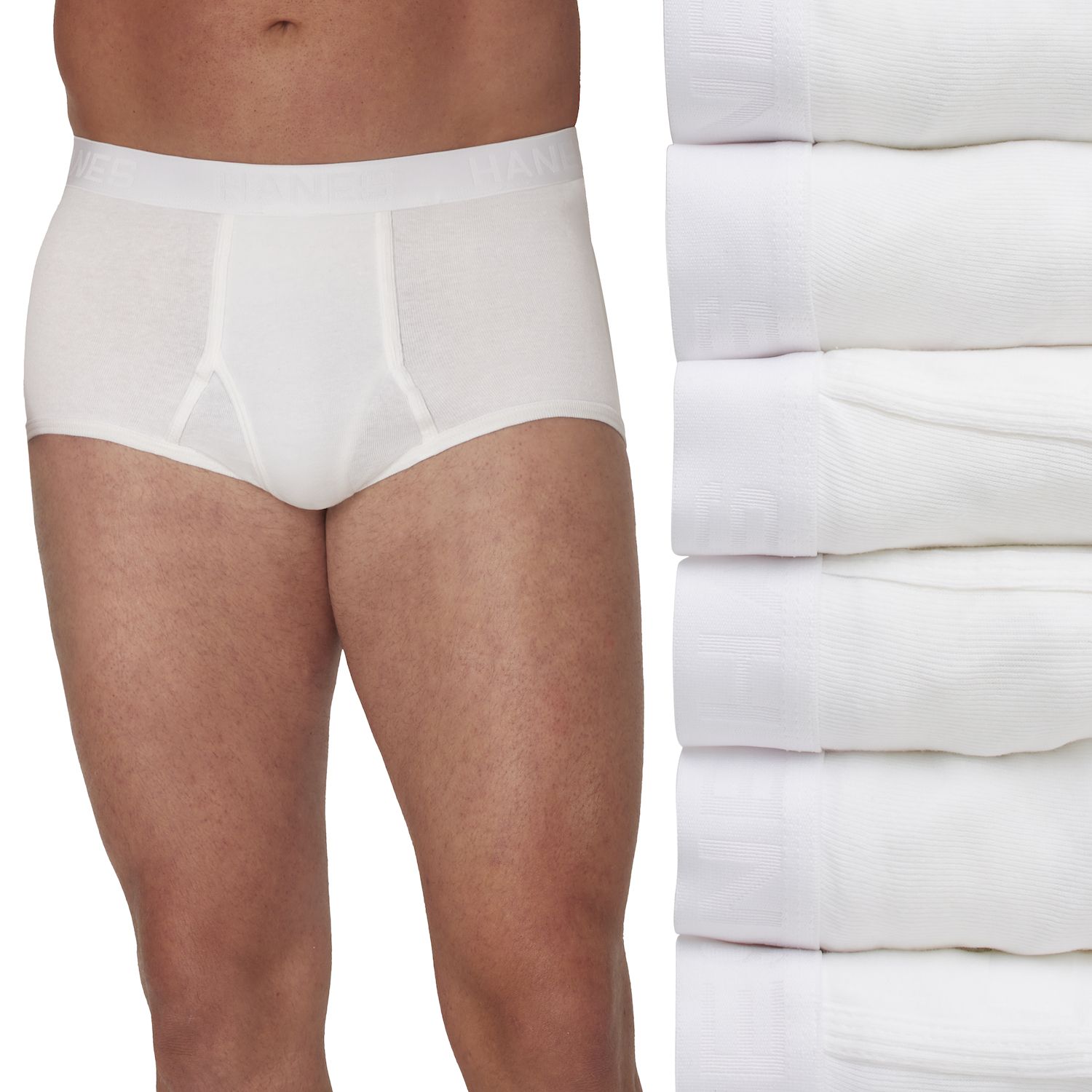 Hanes Men's Briefs 8-Pack – Comfortflex Waistband, 100% Ring Spun Cotton, White (S, L, XL)