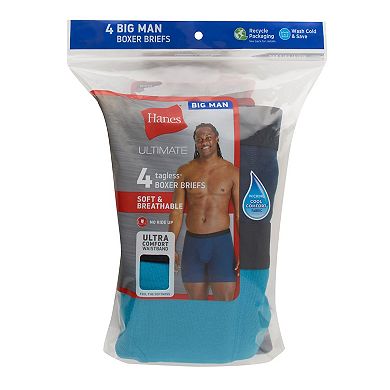 Big & Tall Hanes 4-Pack Big Man Ultimate Cotton Boxer Brief Underwear