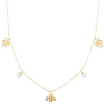 Sunkissed Sterling Cubic Zirconia Bee Charm Collar Necklace