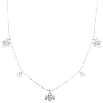 Sunkissed Sterling Cubic Zirconia Bee Charm Collar Necklace