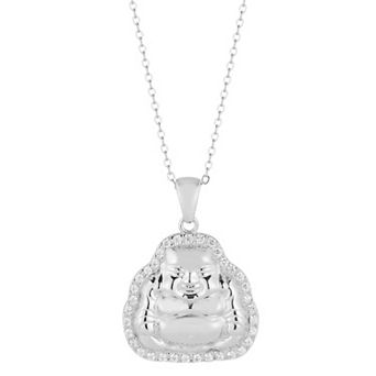 Sunkissed Sterling Cubic Zirconia Buddha Pendant Necklace
