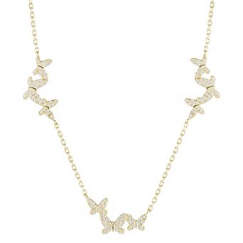 Sunkissed Sterling Cubic Zirconia Triple Butterfly Collar Necklace