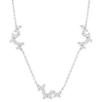 Sunkissed Sterling Cubic Zirconia Triple Butterfly Collar Necklace