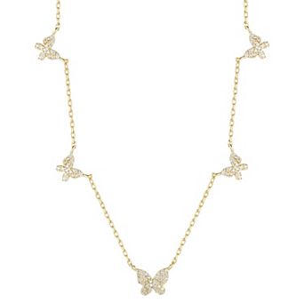 Sunkissed Sterling Cubic Zirconia Butterfly Collar Necklace