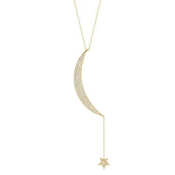 Sunkissed Sterling Cubic Zirconia Moon & Star Pendant Drop Necklace