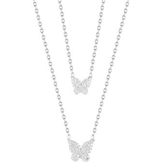 Sunkissed Sterling Cubic Zirconia Double Layered Butterfly Necklace