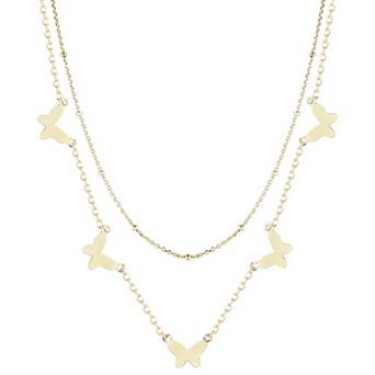 Sunkissed Sterling Cubic Zirconia Double Layered Butterfly Necklace