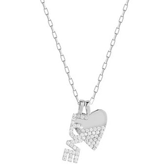 Sunkissed Sterling Cubic Zirconia "Love" & Heart Pendant Necklace