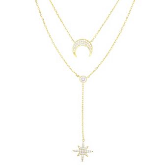 Sunkissed Sterling Cubic Zirconia Double Layered Celestial Necklace