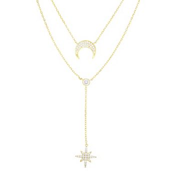 Sunkissed Sterling Cubic Zirconia Double Layered Celestial Necklace