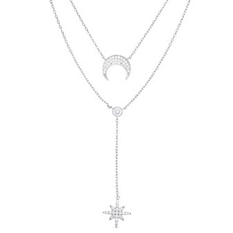 Sunkissed Sterling Cubic Zirconia Double Layered Celestial Necklace