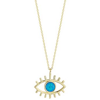 Sunkissed Sterling Simulated Opal Evil Eye Pendant Necklace
