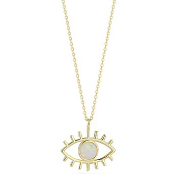 Sunkissed Sterling Simulated Opal Evil Eye Pendant Necklace