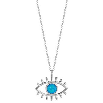 Sunkissed Sterling Simulated Opal Evil Eye Pendant Necklace