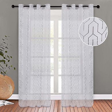 SUPERIOR Cormac Printed Sheer Pair of 2 Grommet Window Curtain Panels