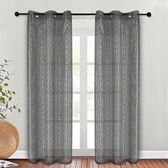 SUPERIOR Cormac Printed Sheer Pair of 2 Grommet Window Curtain Panels