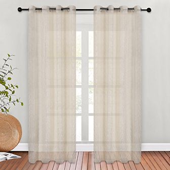 SUPERIOR Cormac Printed Sheer Pair of 2 Grommet Window Curtain Panels