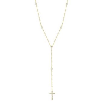 Sunkissed Sterling Cubic Zirconia Cross Lariat Necklace