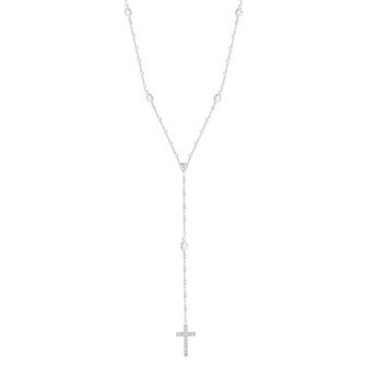 Sunkissed Sterling Cubic Zirconia Cross Lariat Necklace