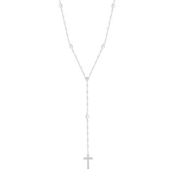 Sunkissed Sterling Cubic Zirconia Cross Lariat Necklace