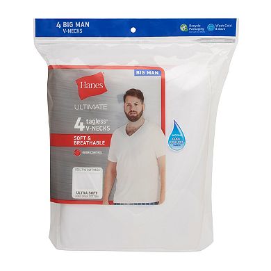 Big & Tall Hanes® Ultimate 4-Pack Cool Comfort® FreshIQ® V-Neck Undershirt
