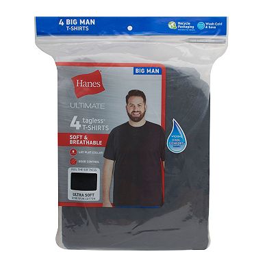 Big & Tall Hanes Ultimate® Cool Comfort® FreshIQ® Crewneck T-Shirt 4-Pack