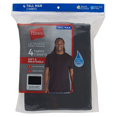 Men s Tall Hanes Ultimate Cool Comfort FreshIQ Crewneck T Shirt 4 Pack