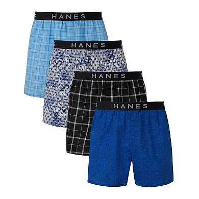 Big & Tall Hanes Ultimate 4-Pack Big Men’s Woven Boxer Underwear, Assorted Prints
