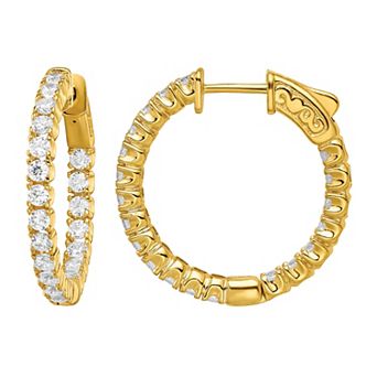 Sterling Shimmer Cubic Zirconia Inside Outside Round Hoop Earrings