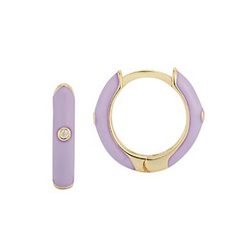 Sunkissed Sterling Cubic Zirconia & Enamel Huggie Earrings