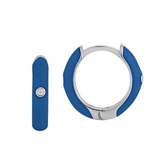 Sunkissed Sterling Cubic Zirconia & Enamel Huggie Earrings