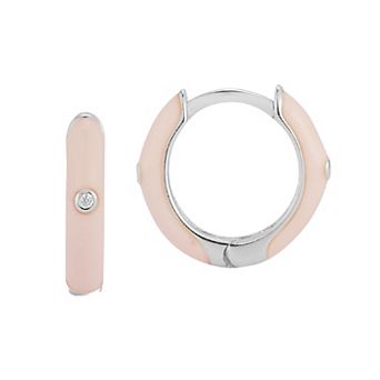 Sunkissed Sterling Cubic Zirconia & Enamel Huggie Earrings