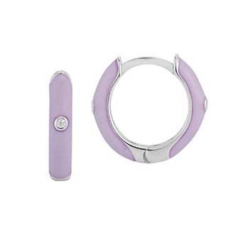 Sunkissed Sterling Cubic Zirconia & Enamel Huggie Earrings