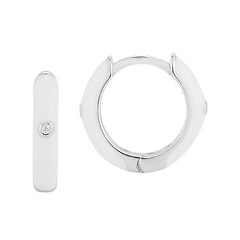 Sunkissed Sterling Cubic Zirconia & Enamel Huggie Earrings