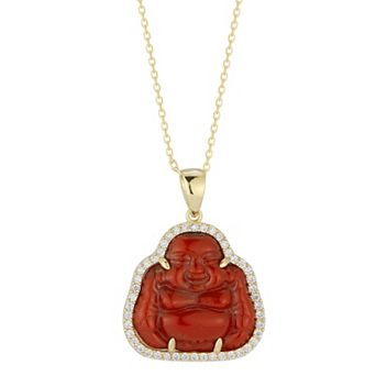 Sunkissed Sterling Cubic Zirconia & Resin Buddha Pendant Necklace