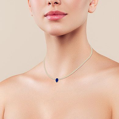 Sunkissed Sterling Cubic Zirconia Pear Shaped Tennis Choker Necklace
