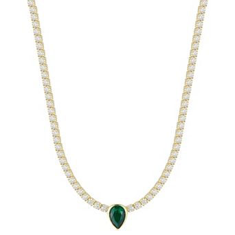 Sunkissed Sterling Cubic Zirconia Pear Shaped Tennis Choker Necklace