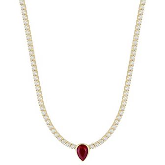 Sunkissed Sterling Cubic Zirconia Pear Shaped Tennis Choker Necklace