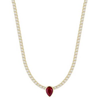 Sunkissed Sterling Cubic Zirconia Pear Shaped Tennis Choker Necklace