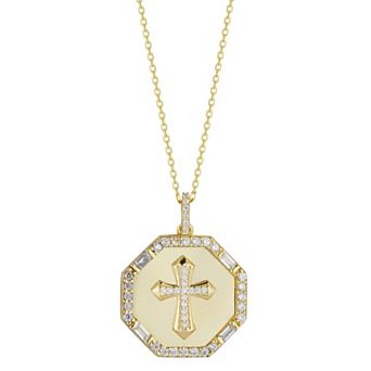 Sunkissed Sterling Cubic Zirconia Cross Octagon Medallion Necklace