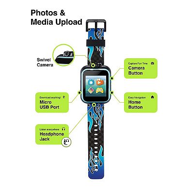 PlayZoom 2 Kids' Smart Watch: Blue Racing Flames