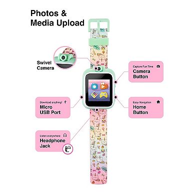 PlayZoom 2 Kids' Tie Dye Unicorn Cats & Ice Cream Print Smart Watch