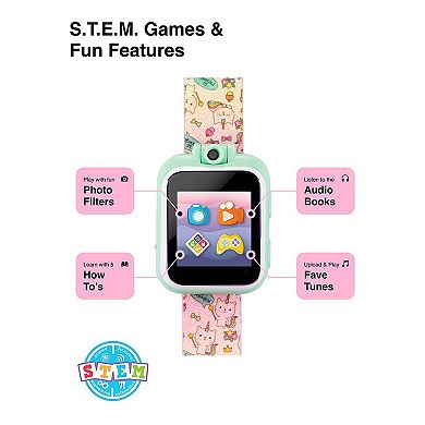 PlayZoom 2 Kids' Tie Dye Unicorn Cats & Ice Cream Print Smart Watch