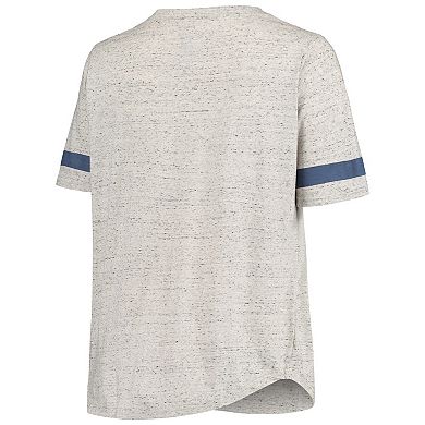 Women's Heathered Gray Denver Broncos Plus Size Lace-Up V-Neck T-Shirt