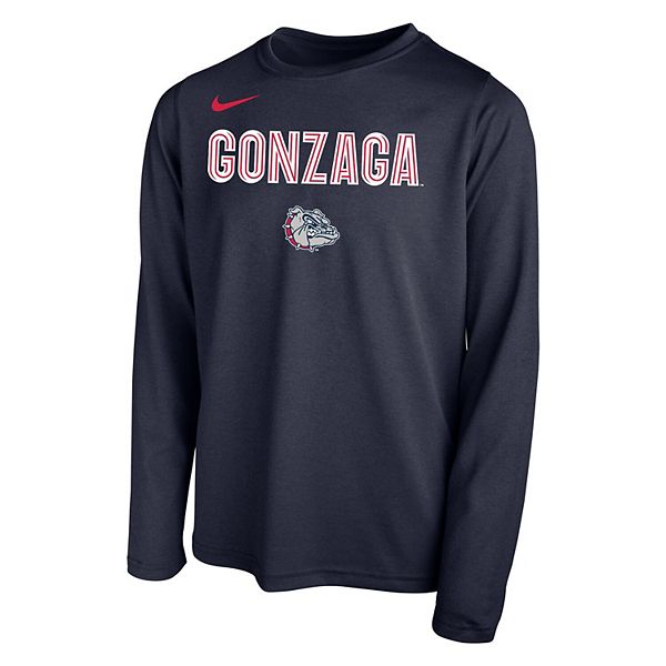 Youth Nike Navy Gonzaga Bulldogs Team Wordmark Long Sleeve T-Shirt