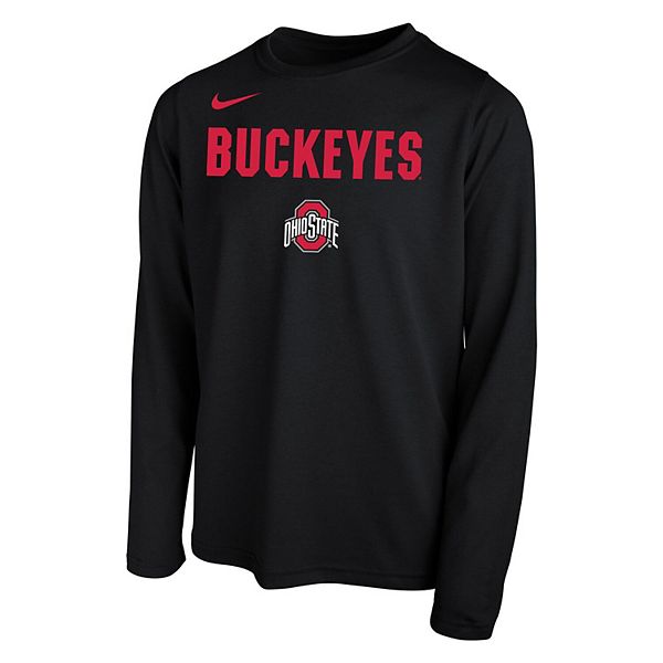 Youth Nike Black Ohio State Buckeyes Team Wordmark Long Sleeve T-Shirt