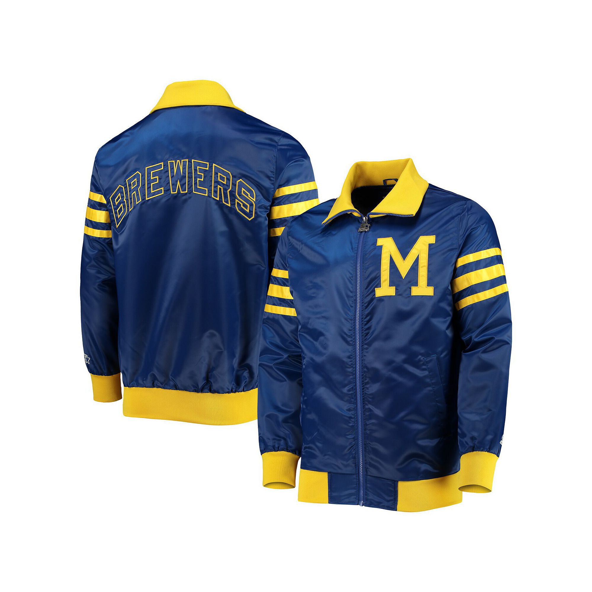 Mens Starter Royal Milwaukee Brewers The Captain III Full-Zip Varsity Jack