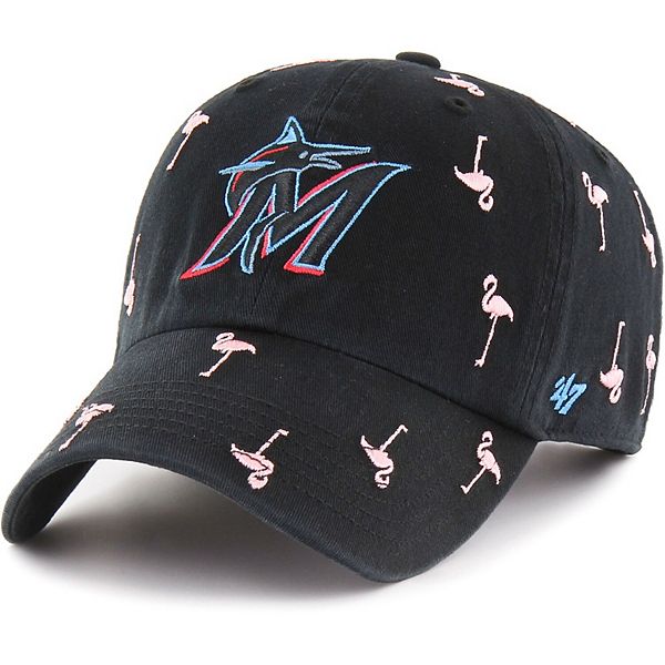 Women's '47 Brand Miami Marlins Flamingo Confetti White Clean Up Adjustable  Cap